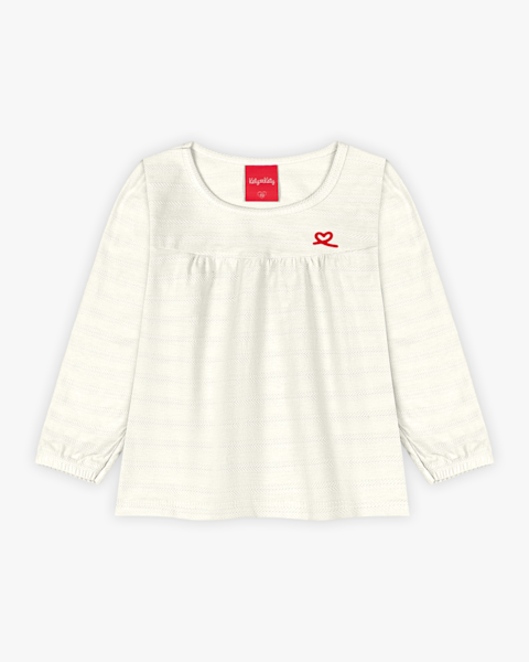 Blusa Infantil Menina Manga Longa em Algodão - Kely Kety - Natural