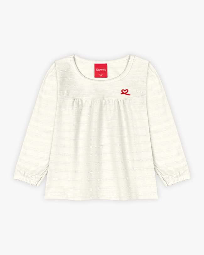 Blusa Infantil Menina Manga Longa em Algodão - Kely Kety - Natural-e2eec5e7-8e96-4dc5-8657-5e98bab20b3f
