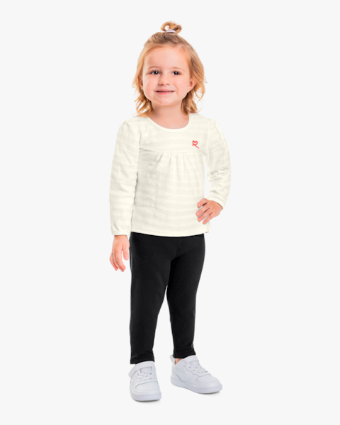 Blusa Infantil Menina Manga Longa em Algodão - Kely Kety - Natural