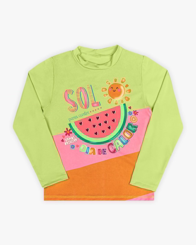 Blusa Infantil Praia Manga Longa com Estampa - Kely Kety - Verde-4947485d-5e7d-4e01-80b4-4cc963f1c374