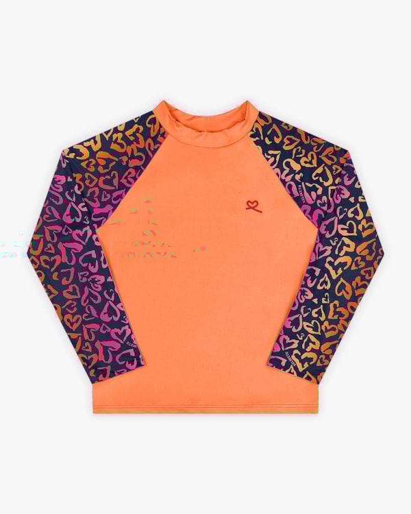 Blusa Infantil Praia Manga Longa com Proteção UV - Kely Kety - Tangerina