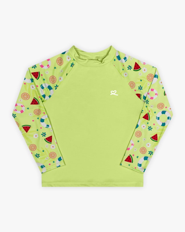 Blusa Infantil Praia Manga Longa com Proteção UV - Kely Kety - Verde-fe381903-4098-4a2a-8264-6f0d3a35cde4