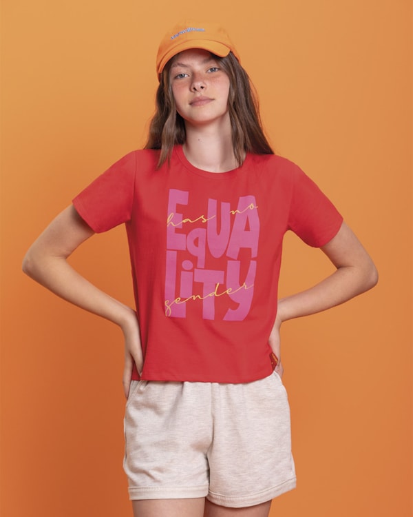 Blusa Juvenil em Meia Malha Based Tomato