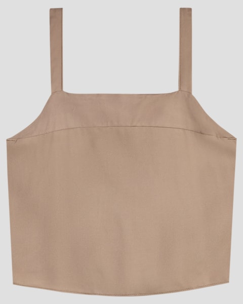 Blusa Juvenil Feminina Alça Fina em Tecido Viscose BaseD Marrom