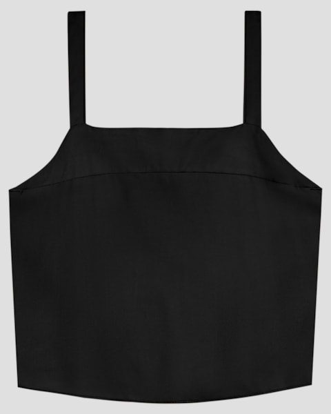 Blusa Juvenil Feminina Alça Fina em Tecido Viscose BaseD Preto