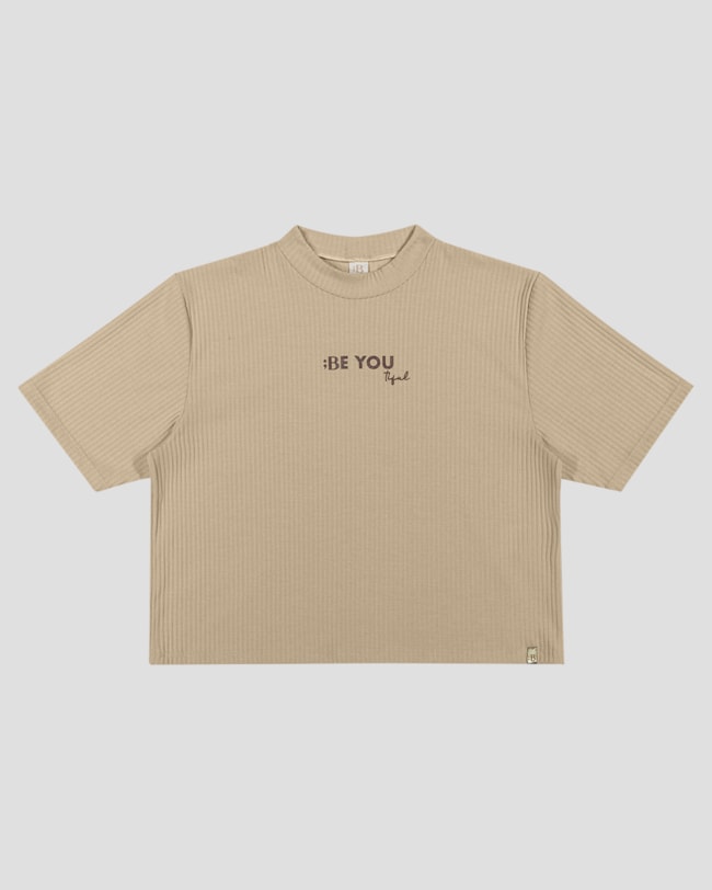 Blusa Juvenil Feminina Canelada com Estampa - BaseD - Bege-e9cdef18-7cbb-4527-a36d-fe79d7db5534