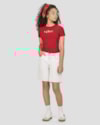 Blusa Juvenil Feminina Canelada com Franzido Lateral - BaseD - Tomato-53165614-ea03-475d-aca4-a4f0ba975aa3