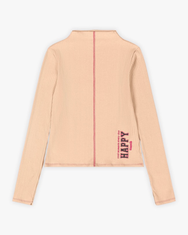 Blusa Juvenil Feminina Canelada Manga Longa com Estampa - BaseD - Nude-b50948a1-ae0f-4921-93ca-cf62c338e2e4