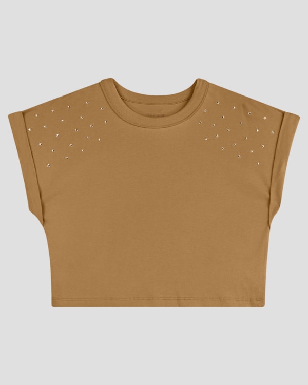 Blusa Juvenil Feminina com Aplicação de Estrela BaseD GENGIBRE