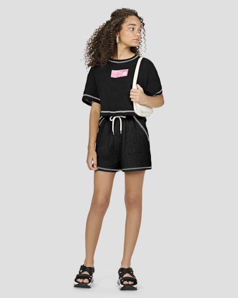 Blusa Juvenil Feminina com Detalhe Contrastante – Based – Preto