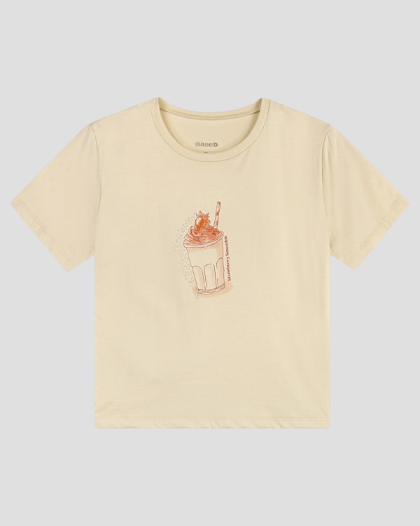 Blusa Juvenil Feminina com Estampa e Strass Based Bege