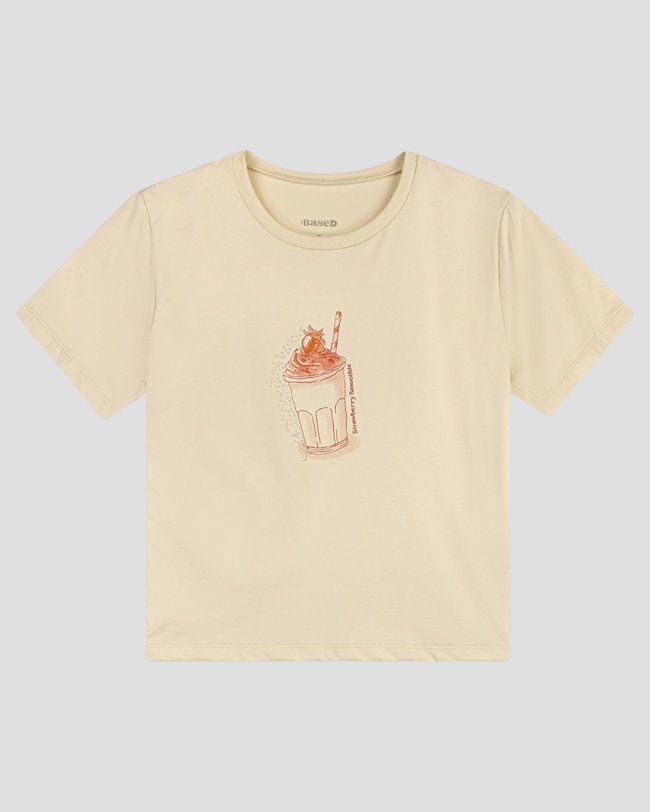 Blusa Juvenil Feminina com Estampa e Strass Based Bege-928b3518-de9e-4655-ba1b-6689be6992f4