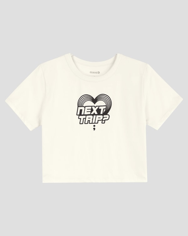 Blusa Juvenil Feminina em Malha com Estampa Relevo BaseD Branco