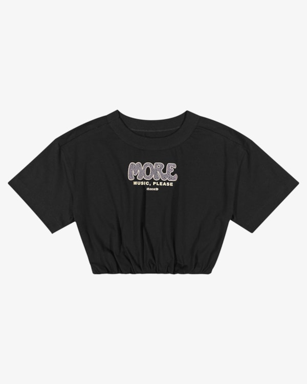 Blusa Juvenil Feminina em Meia Malha com Elástico Barra – BaseD – Preto