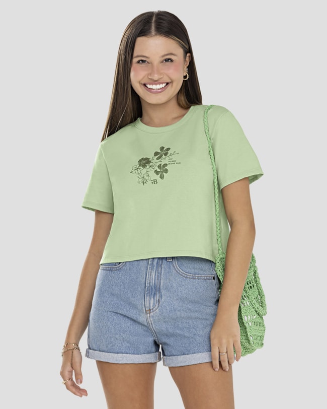 Blusa Juvenil Feminina em Meia Malha com Estampa BaseD Verde-32abd03f-9da5-44f8-82d0-6fde6c052253