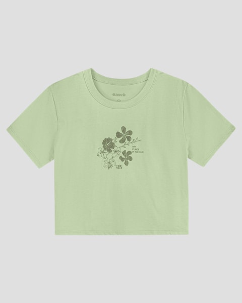 Blusa Juvenil Feminina em Meia Malha com Estampa BaseD Verde