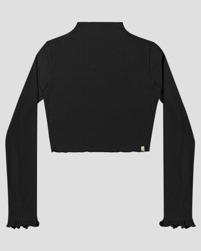 Blusa Juvenil Feminina Manga Longa Canelada - BaseD - Preto-1e00da22-9971-42cc-bfe7-71dfbcd18c7f