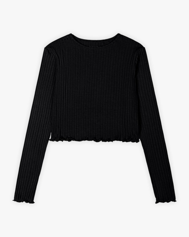 Blusa Juvenil Feminina Manga Longa com Dedeira Canelada - BaseD reto-e137978a-8688-4988-a2a8-64e67c6d6775