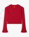 Blusa Juvenil Feminina Manga Longa com Gola Polo - BaseD - Cherry Red-e71422c7-a559-4654-a2db-5d15fe9ade7c