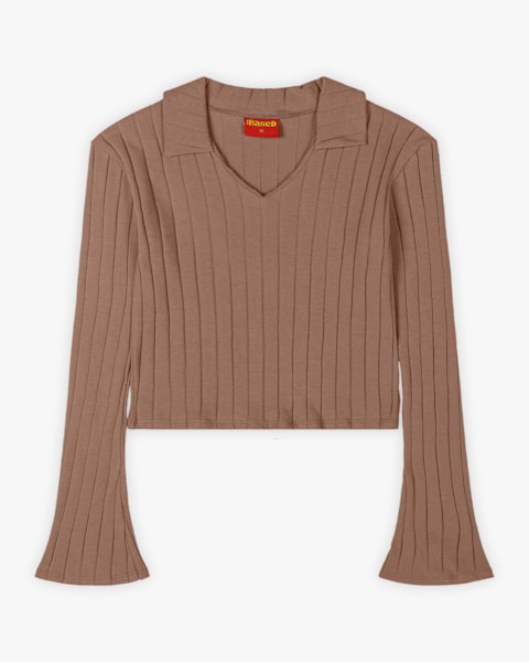 Blusa Juvenil Feminina Manga Longa com Gola Polo - BaseD - Macchiato