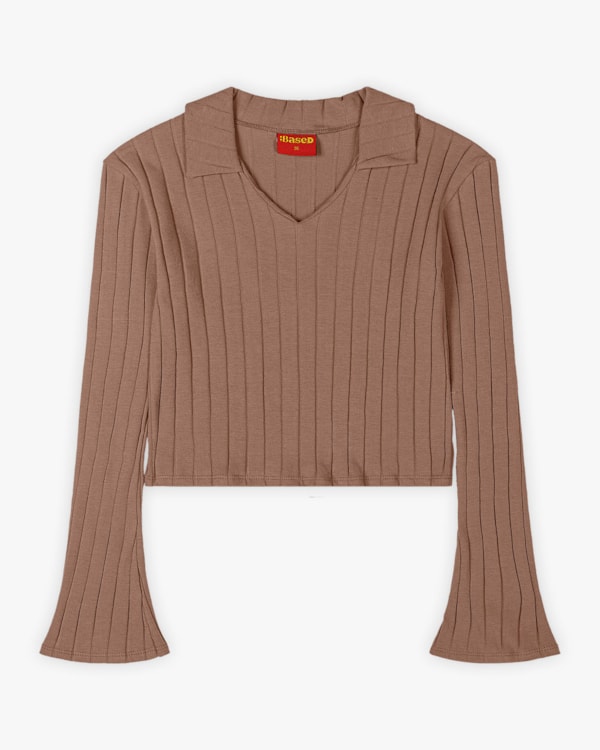 Blusa Juvenil Feminina Manga Longa com Gola Polo - BaseD - Macchiato