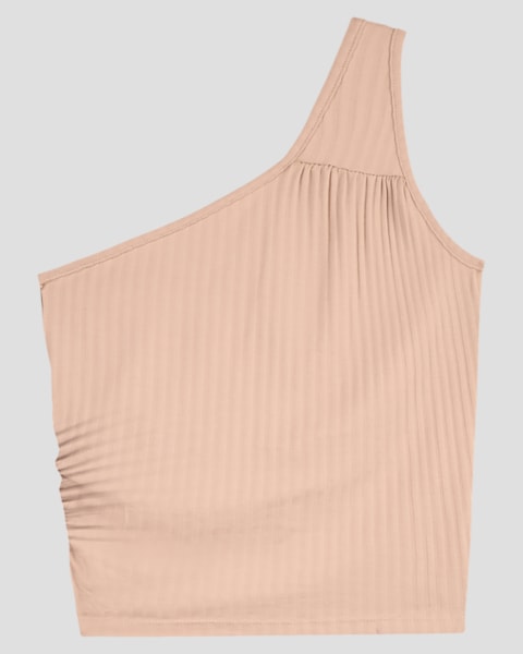 Blusa Juvenil Feminina Um Ombro Só Canelada BaseD Nude