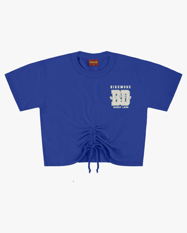 Blusa Juvenil Manga Curta com Amaração - BaseD - Azul-fe46d5b3-a9d3-442e-bdeb-672e23a8a541