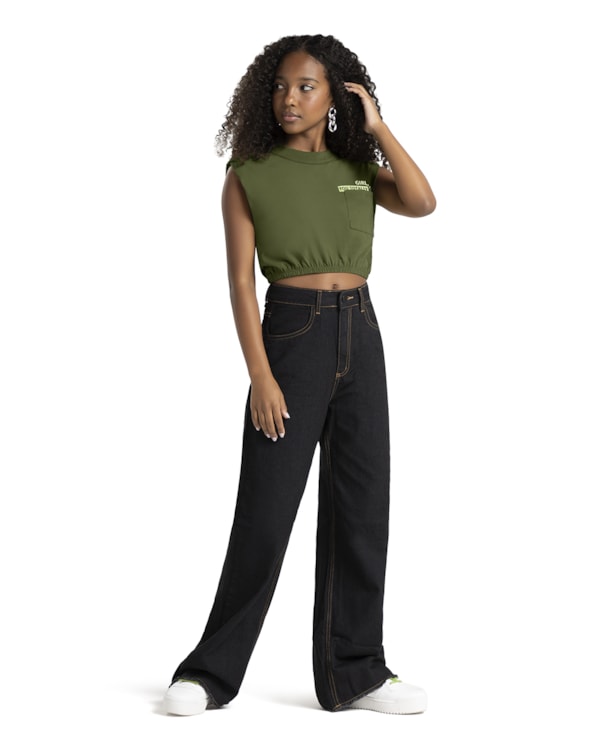 Blusa Juvenil Muscle Tee com Elástico Barra - BaseD - Oliveira