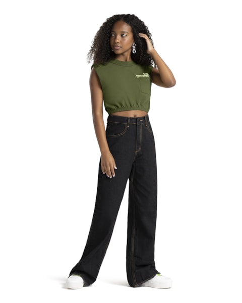 Blusa Juvenil Muscle Tee com Elástico Barra - BaseD - Oliveira