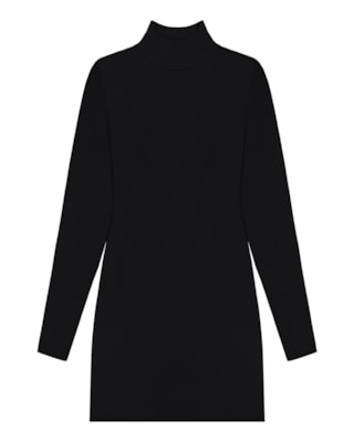 Blusa Long Manga Longa com Gola Alta - Cereja Rosa - Preto