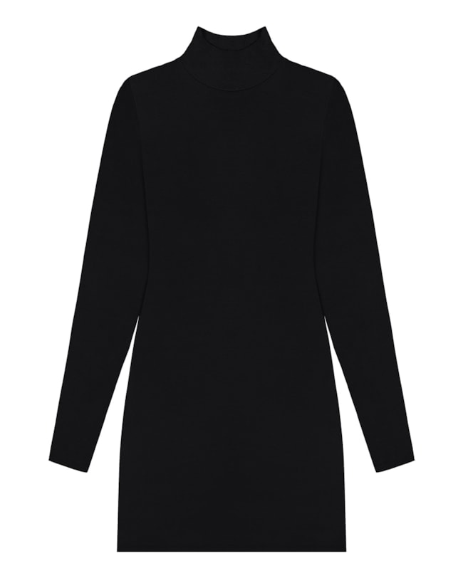 Blusa Long Manga Longa com Gola Alta - Cereja Rosa - Preto-317f3385-22a6-4f0b-b74a-091910166f15