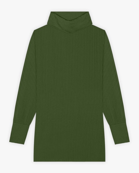 Blusa Long Plus Size em Viscose Canelada - Cereja Rosa - Militar