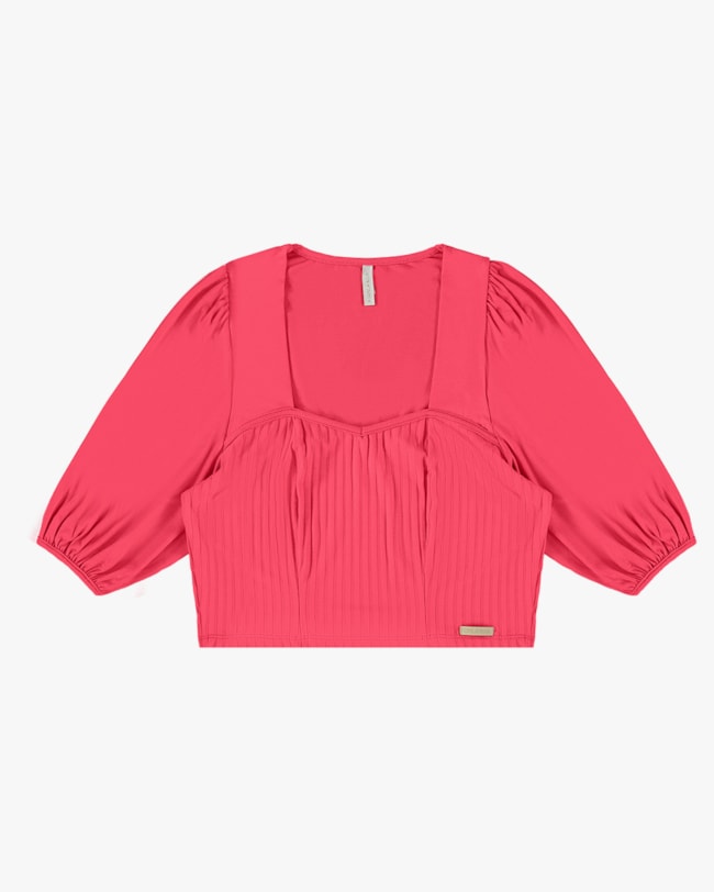 Blusa Manga 3/4 Bufante em Viscose - Cereja Rosa - Rosa P-dbd66b19-c076-4e8f-9851-d6c2cc9b7430