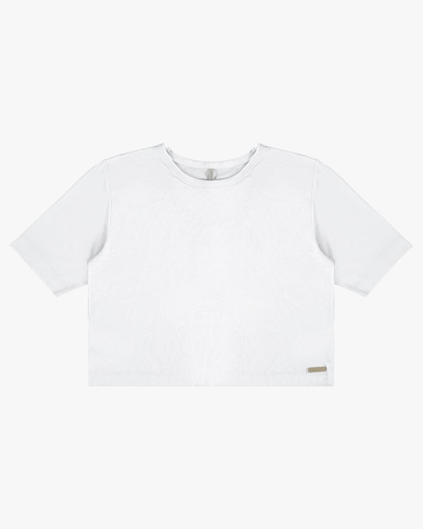 Blusa Manga 3/4 em Malha Tricot Viscose - Cereja Rosa - Branco P