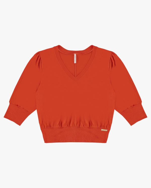 Blusa Manga 3/4 em Meia Malha - Cereja Rosa - Carrot P