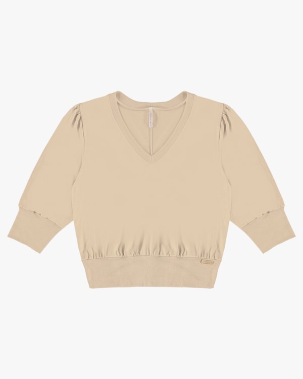 Blusa Manga 3/4 em Meia Malha - Cereja Rosa - Deserto P