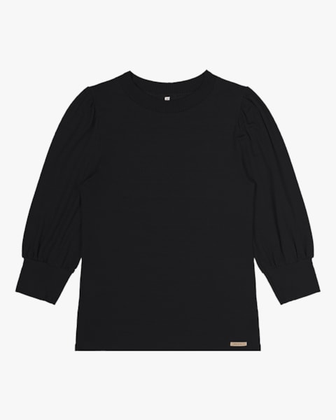 Blusa Manga 3/4 em Viscose Cereja Rosa Preto