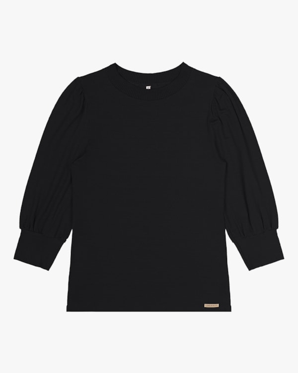 Blusa Manga 3/4 em Viscose Cereja Rosa Preto