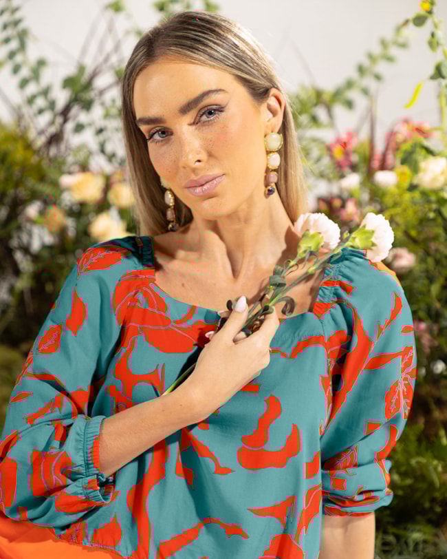 Blusa Manga 3/4 em Viscose com Decote Quadrado - Cereja Rosa - Carrot-3fc62ee0-fa93-43c9-acc9-0dc9dbae63b3