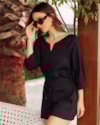 Blusa Manga 3/4 em Viscose Linho - Cereja Rosa - Preto  P-a3df7b9d-9d64-47af-bd4e-4b9d68a1e618