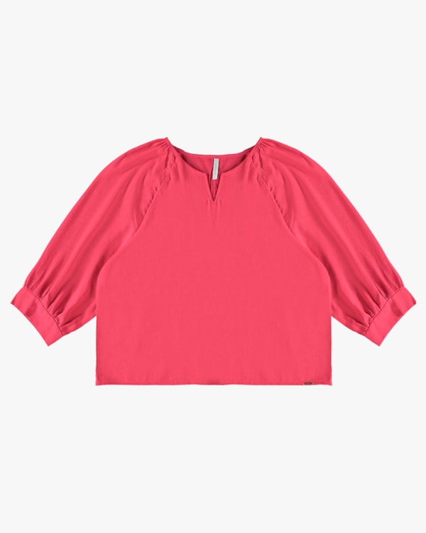 Blusa Manga 3/4 em Viscose Linho - Cereja Rosa - Rosa