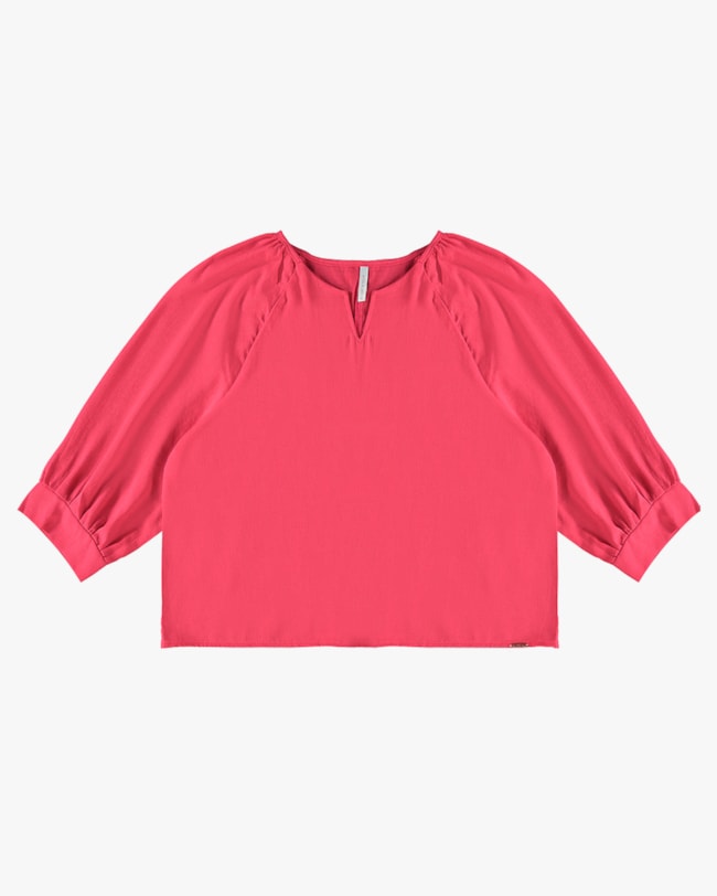 Blusa Manga 3/4 em Viscose Linho - Cereja Rosa - Rosa-8d74704c-5a48-4ade-ad61-fbe777e96f1d