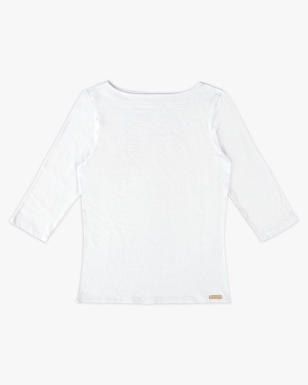 Blusa Manga 3/4 em Viscose Trabalhada - Cereja Rosa - Branco P