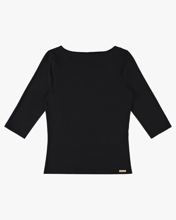 Blusa Manga 3/4 em Viscose Trabalhada - Cereja Rosa - Preto P