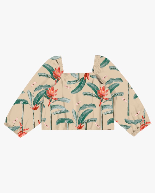 Blusa Manga 3/4 Estampada em Viscose - Cereja Rosa - Deserto-c2a80aa1-58b0-47bd-94a4-59a0d91747dc