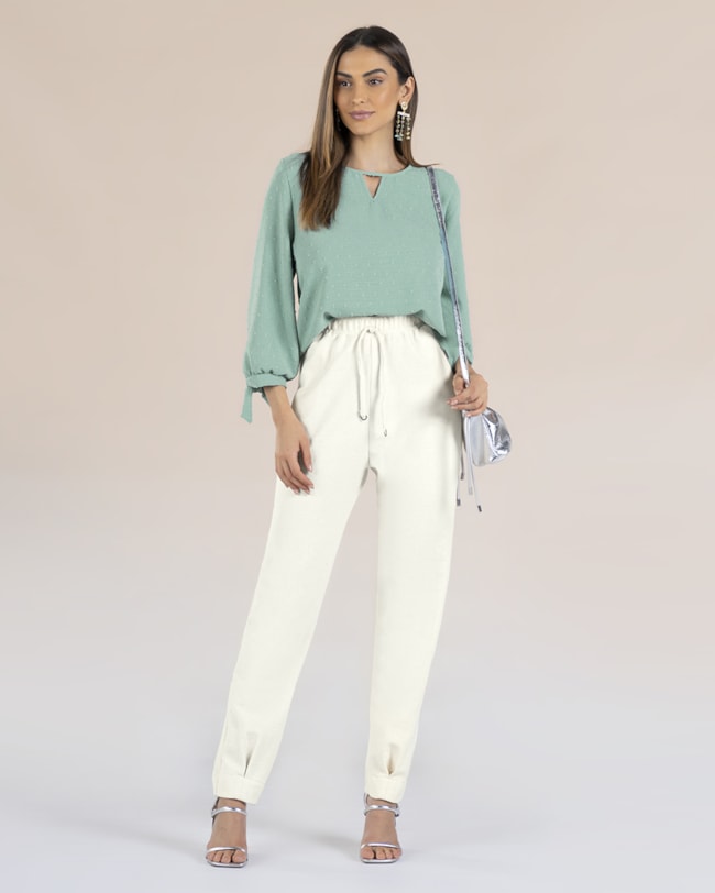 Blusa Manga 7/8 com Decote Gota - Cereja Rosa - Green P-f1c5bdd4-ffcb-4d01-826b-9f456ef2003a