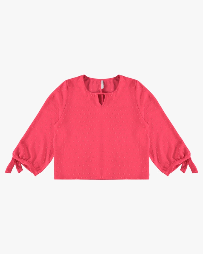 Blusa Manga 7/8 com Decote Gota - Cereja Rosa - Rosa-32f0c853-a7cc-4008-b15a-fb6013563eb5