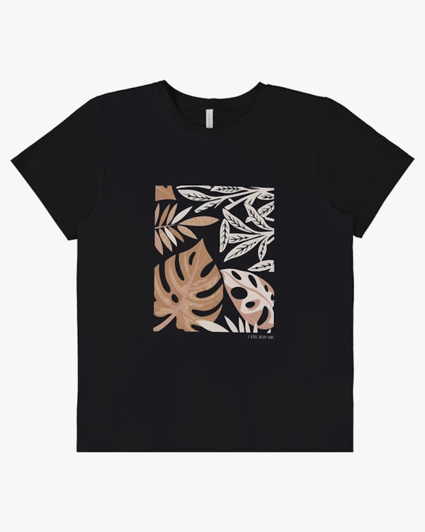 Blusa Manga Curta com Estampa - Cereja Rosa - Preto P