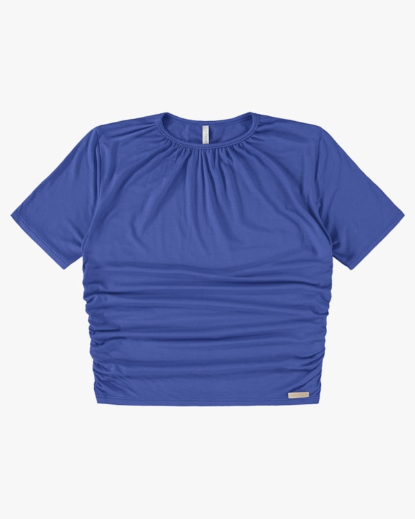 Blusa Manga Curta com Franzidos - Cereja Rosa - Lazuli P