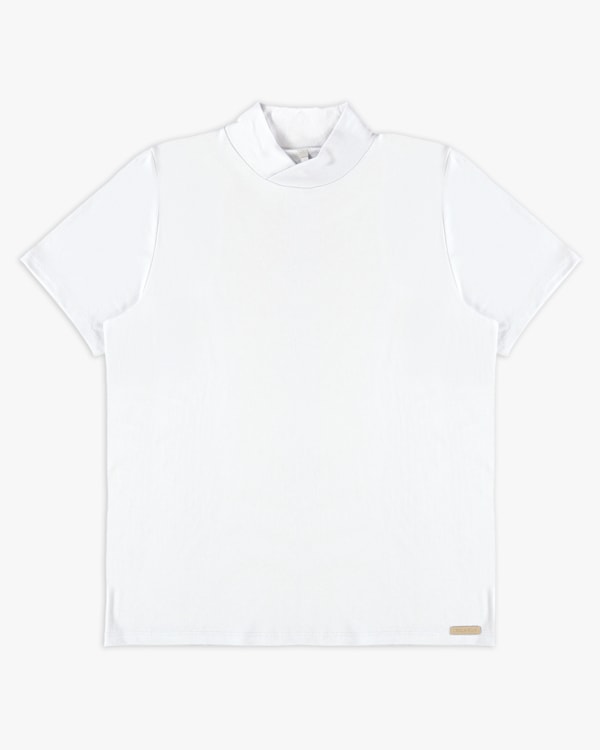 Blusa Manga Curta com Gola Transpassada - Cereja Rosa - Branco P